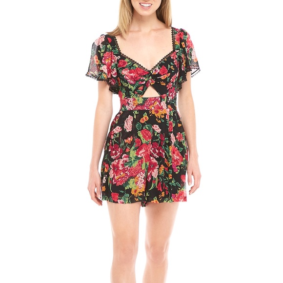 NWOT bcbgmaxazria floral twist front romper - Picture 1 of 6